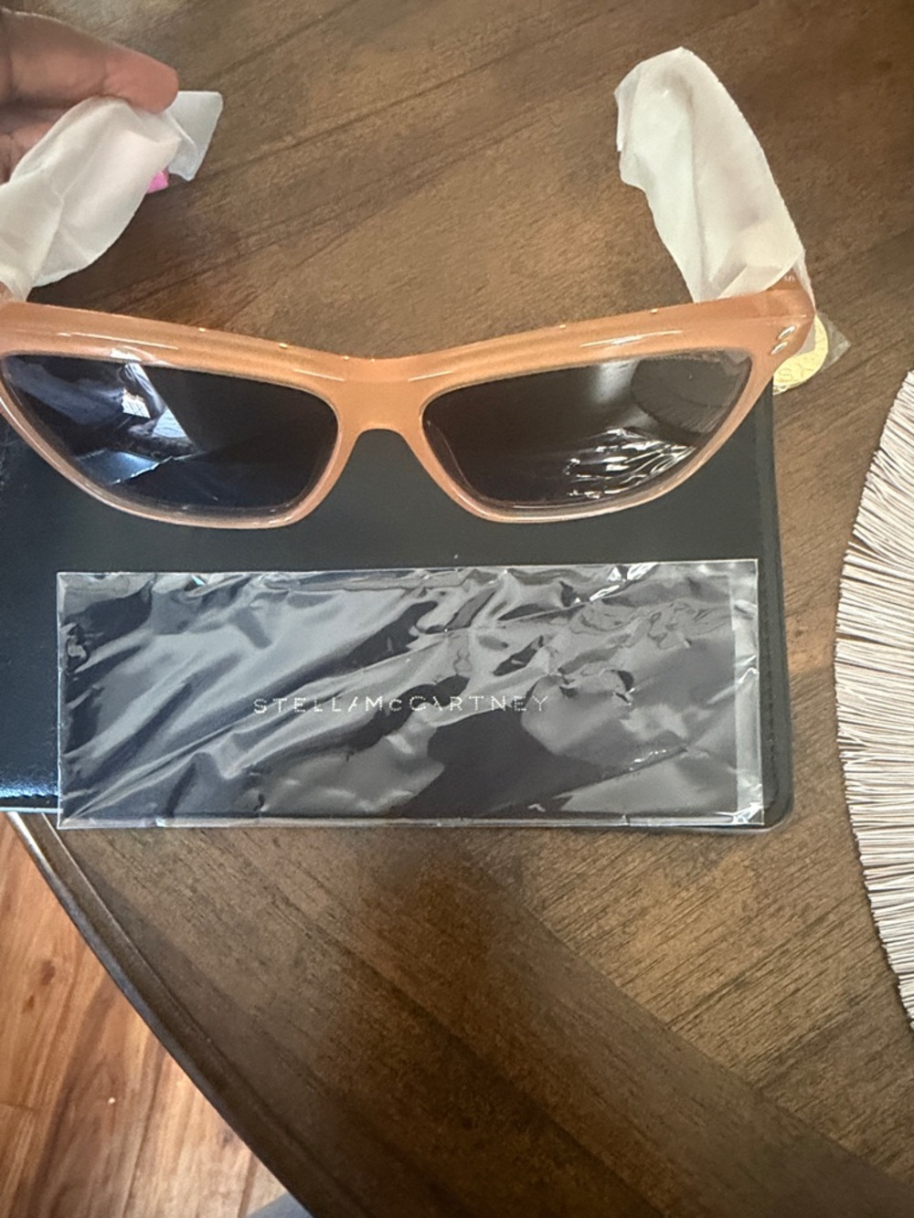 Stella McCartney Tan Cat-Eye Sunglasses with Dark Lenses